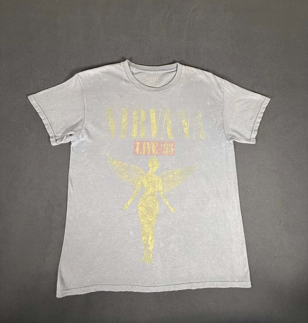 Nirvana In Utero Live 93 Angel Graphic T-Shirt Gray Size M